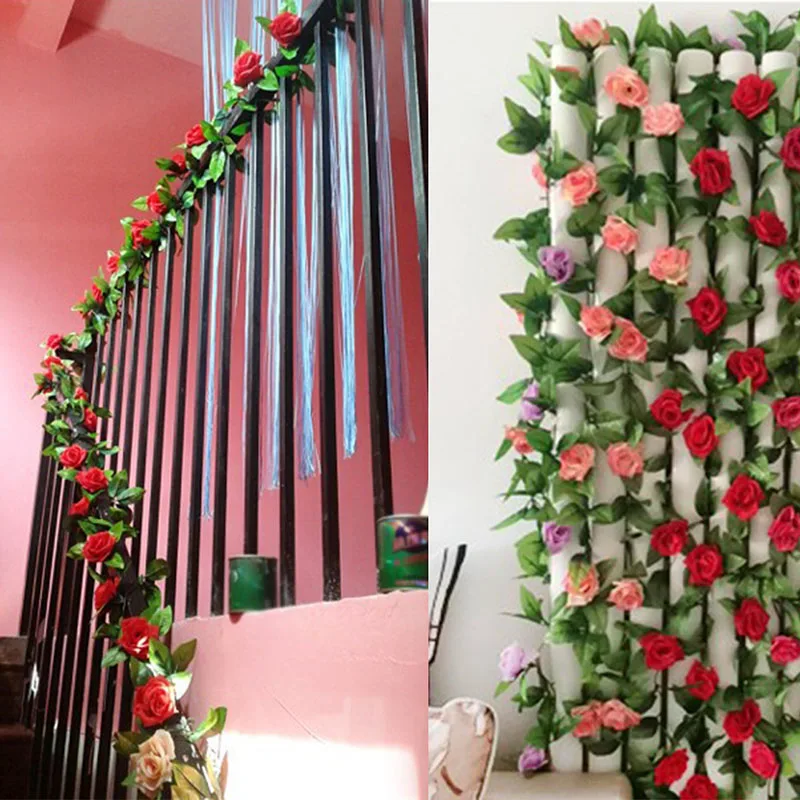 2020 новый искусственный Шелковый цветок розы Плющ Виноградная лоза листья