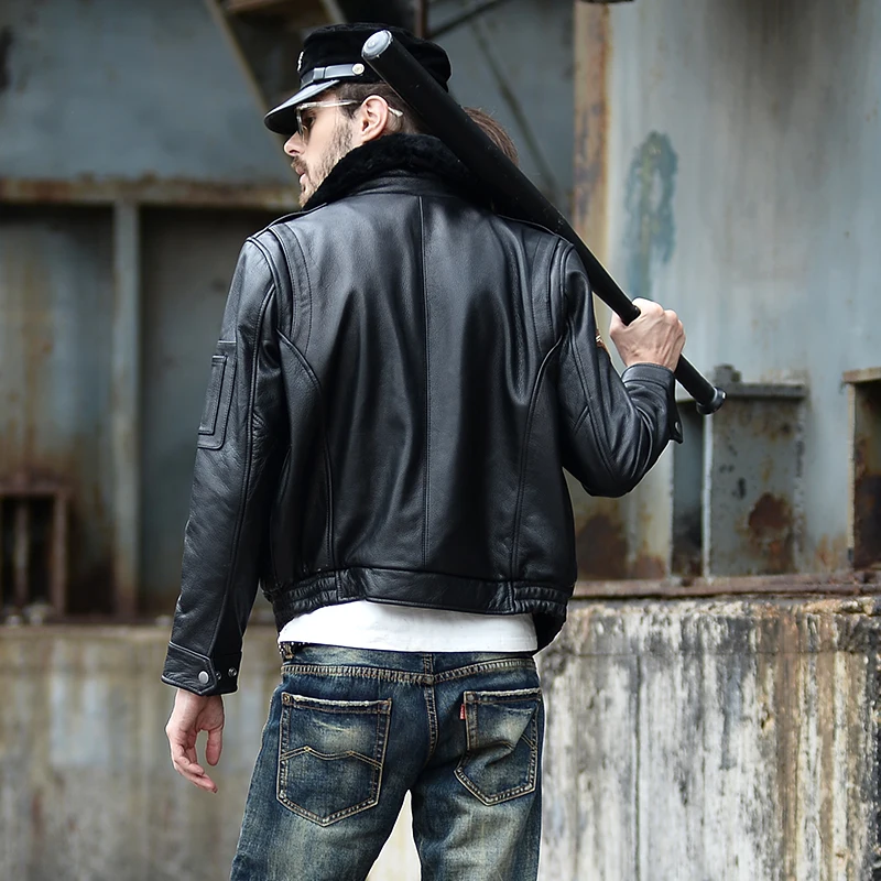 

2021 Black Military Style Genuine G1 Leather Jacket Men Plus Size 5XL Real Natural Cowhide Autumn Slim Fit Short Aviation Coat