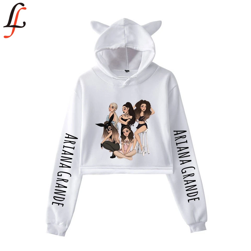 Женские толстовки с кошачьими ушками Ariana Grande свитшот Кепка из аниме модный