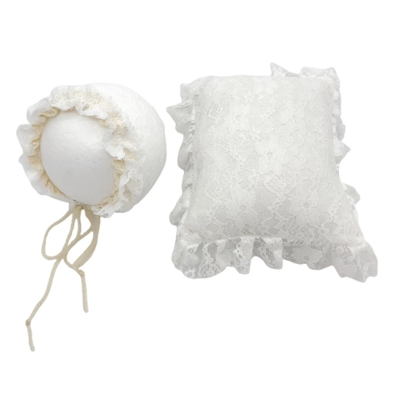 

2 Pcs/Set Baby Infants Lace Hat Pillow Posing Aid Newborn Photograph Accessories B36E
