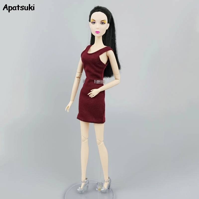 

Wine Sleeveless Tank Dress Dolls Accessories For Barbie Outfits Casual Wear Costume For Barbie 1/6 BJD Doll Kids & Baby DIY Toys