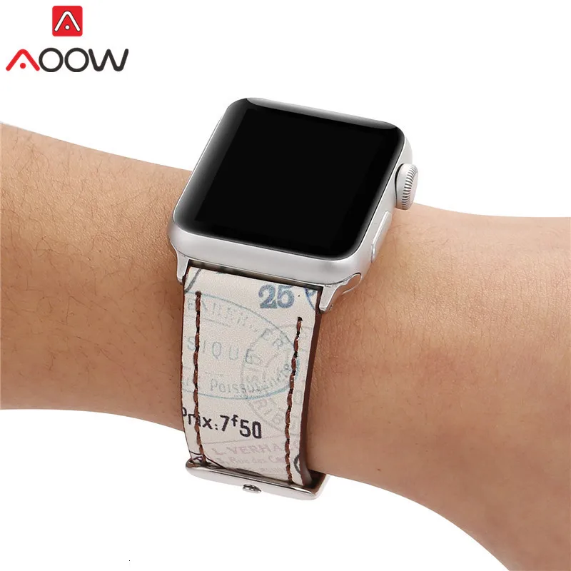 Винтажный кожаный ремешок для часов Apple Watch 38 мм 42 мм красный цветочный принт для женщин и мужчин сменный мужской т-браслет ремешок для iwatch 1 2 3