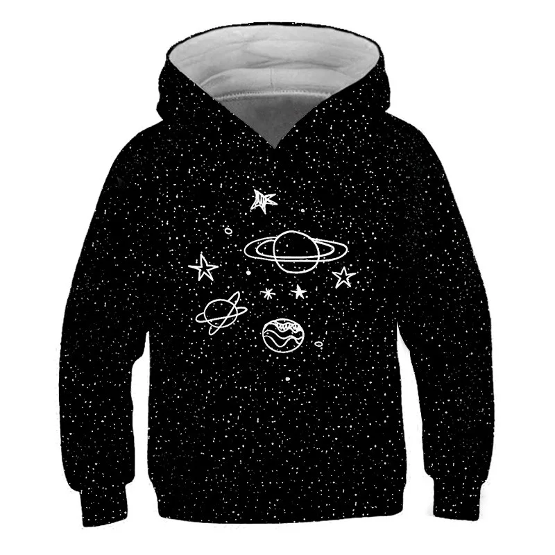 

Casual Long Sleeve Funny Astronaut print Hoodies Children Boys Girls Autumn and Winter Cartoon O-Neck Comfortable Streetwear
