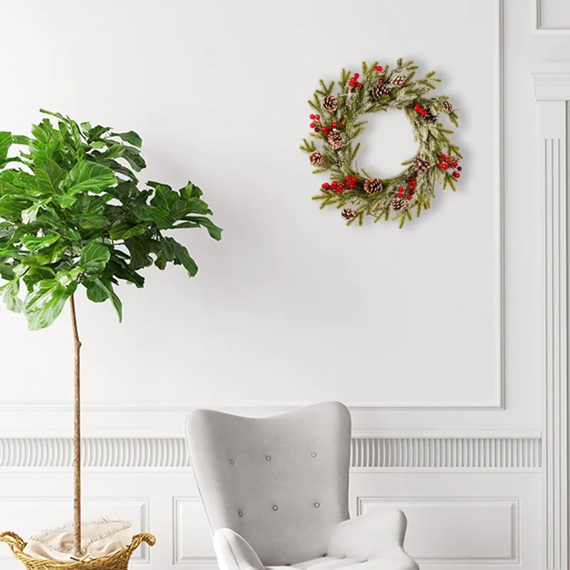 

Christmas Pine Cone And Red Berry Wreath Front Door Decoration Shopping Mall Window Decoration MJJ88