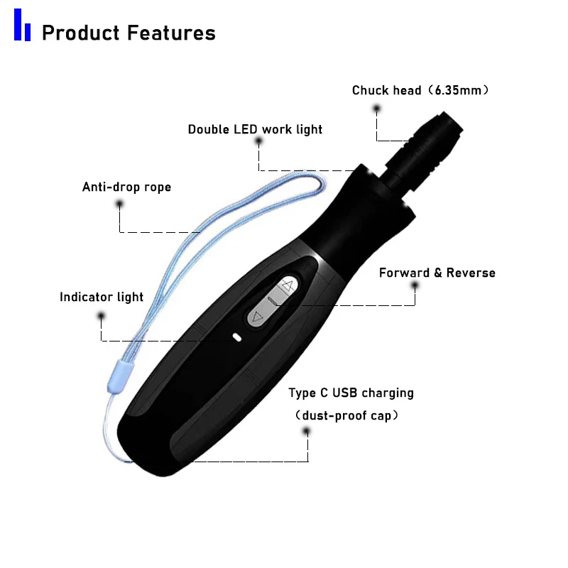 Super Cordless Electrical Screwdriver Mini Power Tool 2000Mah Rechargeable Multifucntion Manual And Automatic Double LED Light |