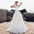 Свадебное платье-трапеция Verngo, мягкое атласное винтажное свадебное платье, элегантное пляжное платье невесты с открытой спиной, простое платье, 2020