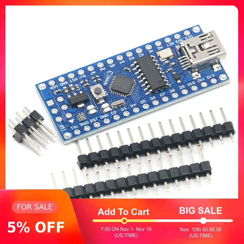 Мини usb с контроллером загрузчика Nano 3 0 совместимый для arduino CH340 USB драйвер 16 МГц NANO