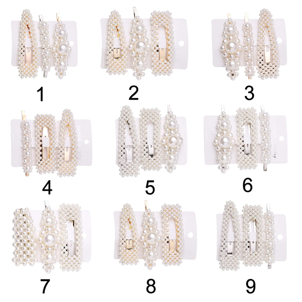 1 комплект заколки для волос в Корейском стиле с имитацией жемчуга металлический