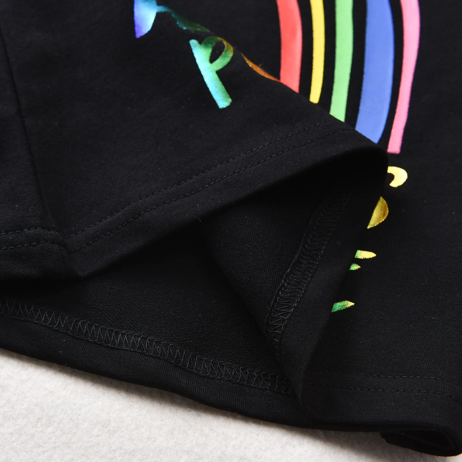 

Infant Casual T-shirt, Baby Summer Rainbow & Letter Print Short Sleeve Round Neck Pullover