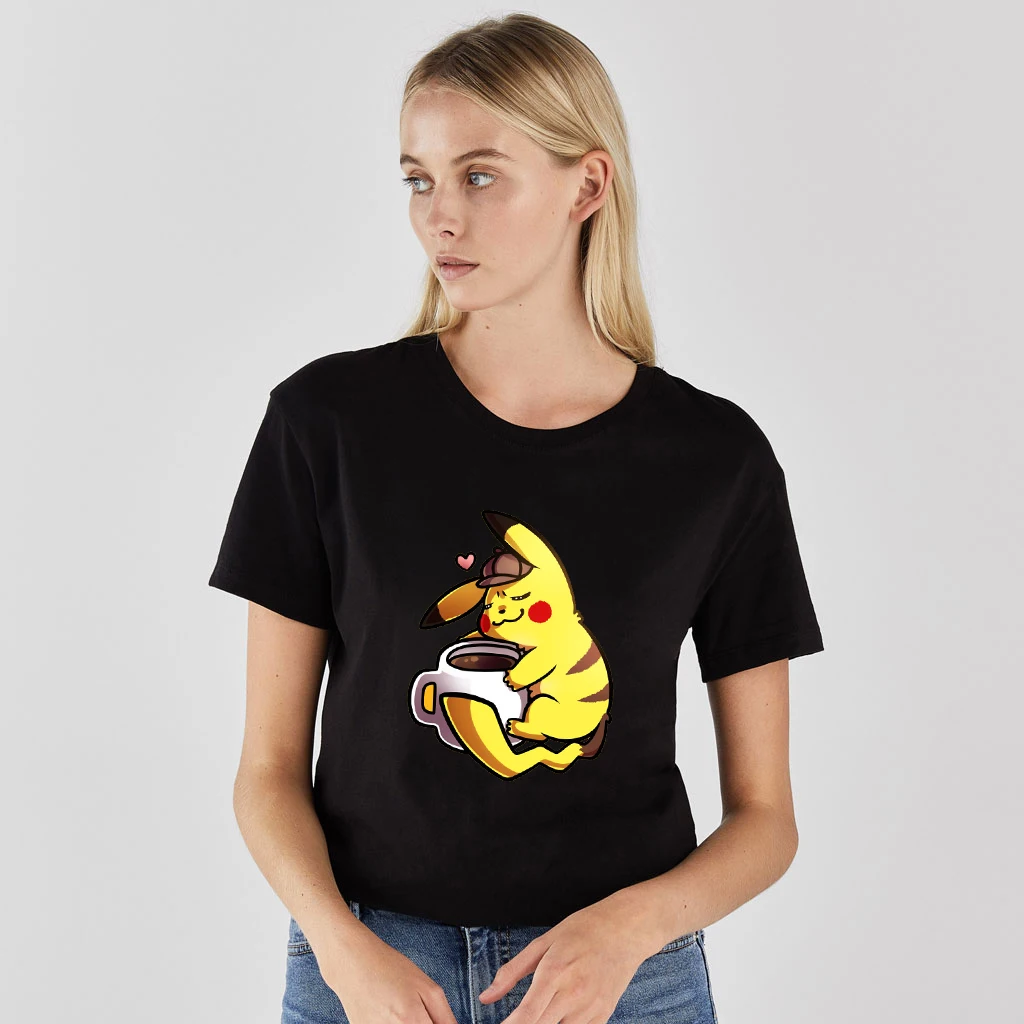 Camisetas Hombre 8 Kawaii Pika/женская футболка с рисунком NO COFFEE NO WORKEE, лето, свободная футболка с рисунком, топ с короткими рукавами, плотно прилегающий Мягкий Топ для девочек - Цвет: Camisetas Hombre 8