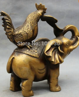Бесплатная доставка этнический Китайский Бронзовый петуха руйи на слоне