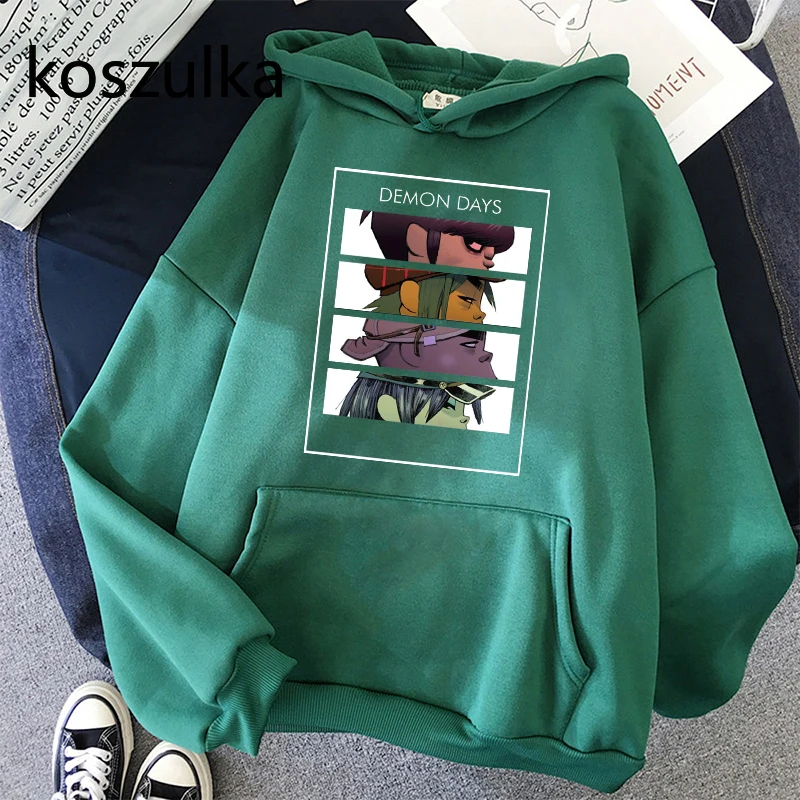 Толстовка с капюшоном и надписью Music Gorillaz женская уличная одежда костюмы в стиле