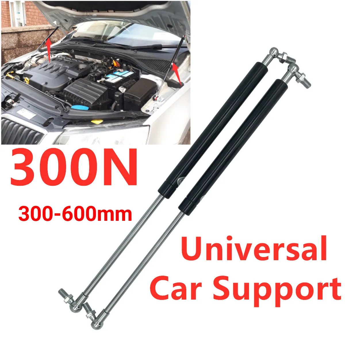 Universal 2Pcs 300N 300-600mm Car Gas Struts Rear Trunk Tailgate Boot Front Bonnet Hood Shock Lift Support Bar