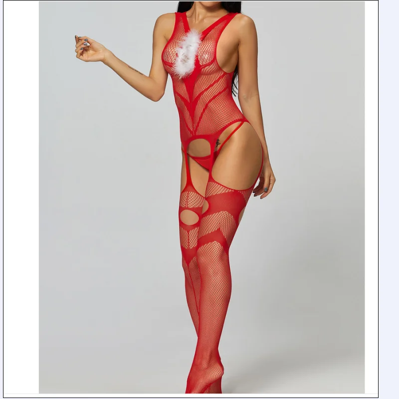 Сексуальные красные стринги для девушек прозрачные цельные чулки в сеточку