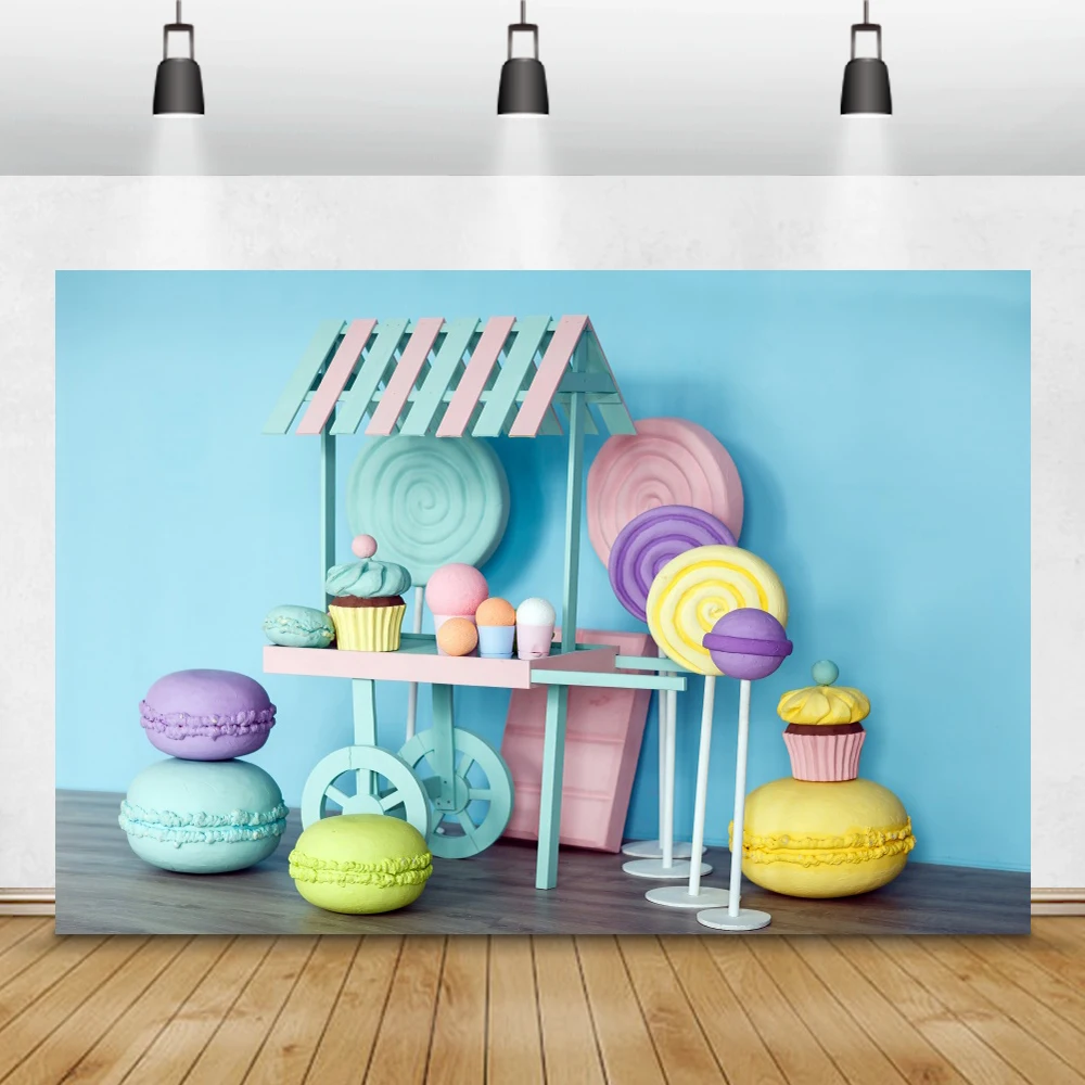 Laeacco на день рождения фон для фотосъемки с конфетная тележка леденец палочке