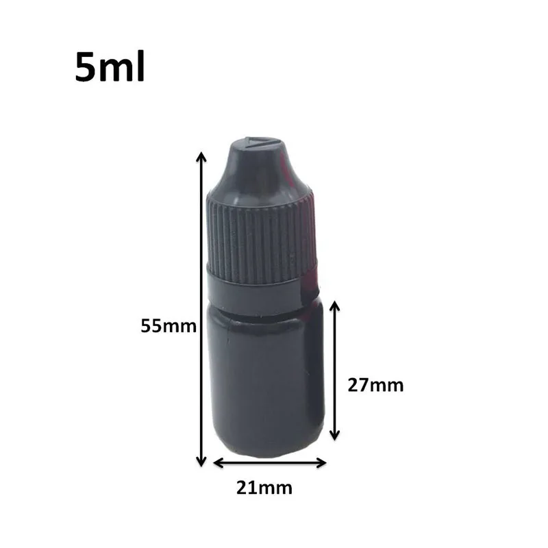 200pcs 5cc Empty Needle Vial Black PE Easy Squeeze Plastic Dropper Bottle With Childproof Cap E Liquid 5ml Jar | Красота и здоровье