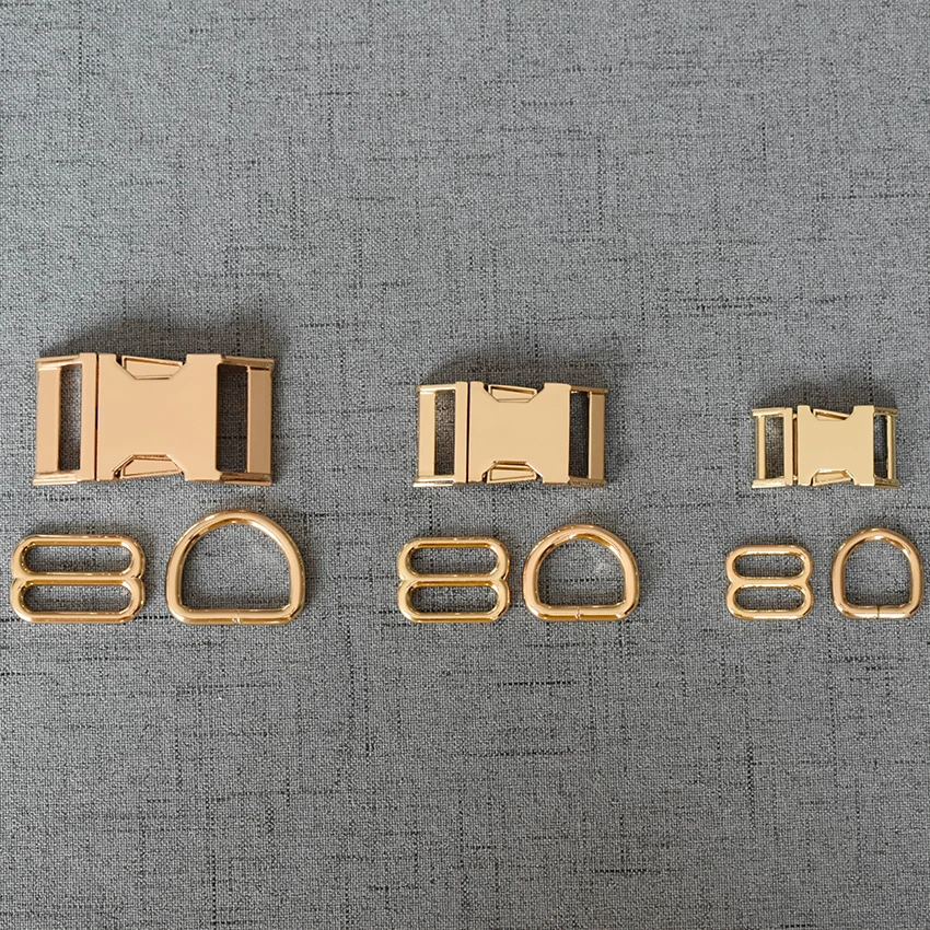 

50 Sets 15mm/20mm/25mm Gold Metal D Ring Adjustable Release Buckle For Pet Collar Webbing Cat Necklace Handmade DIY Accessory
