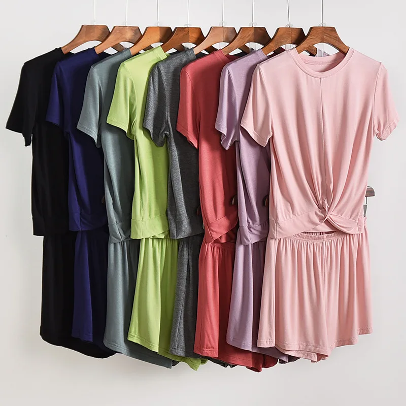 

New Arrival Spring And Summer Modal Thin Ladies Pajamas Short-Sleeved Shorts Home Service Loose Two-Piece Suit Negligee Pajamas