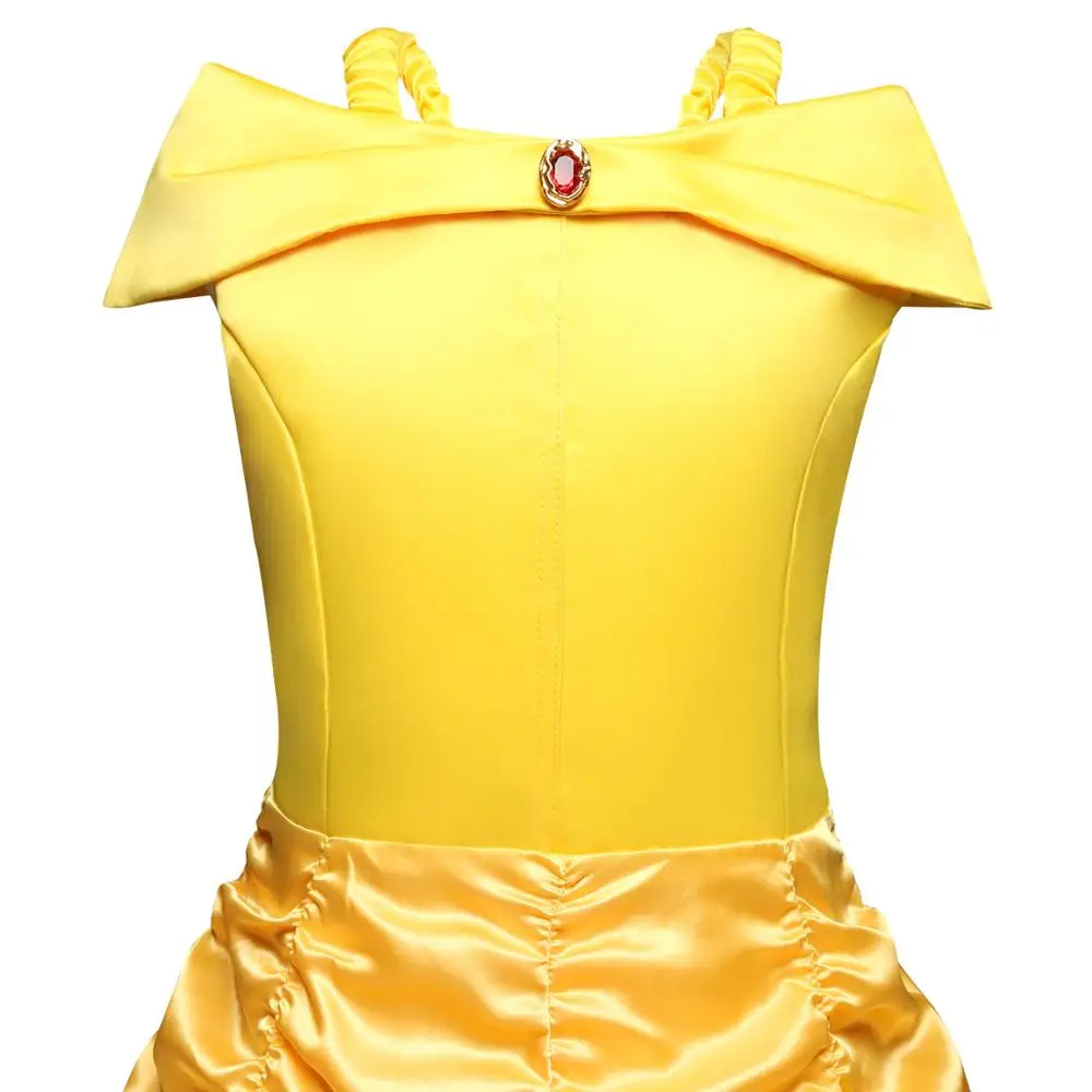 Little Girls Princess Belle Halloween Costume - Long Dress Up Cosplay Costume for Kids - Fancy Party Dresses with Grown Wands and Cloak image 5