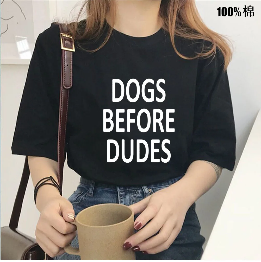 Женская футболка с принтом собак перед двойками повседневная хлопковая