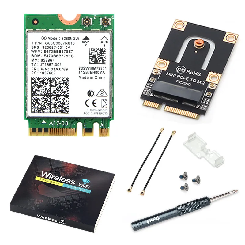 Адаптер Wi Fi M.2 Mini PCI E Intel AX200 AX210 2974 Мбит/с Bluetooth 5 2 6E карта AX210NGW 9260 Window 10|Сетевые карты|