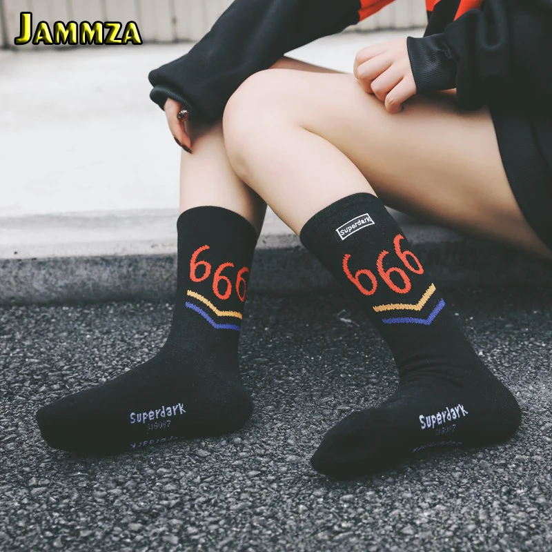

Новые модные женские уличные носки для Hiphop для мужчин пару письмо 666 Harajuku Хлопок Скейтборд Спортивная однотонные полоса дикий, раздел-детск...