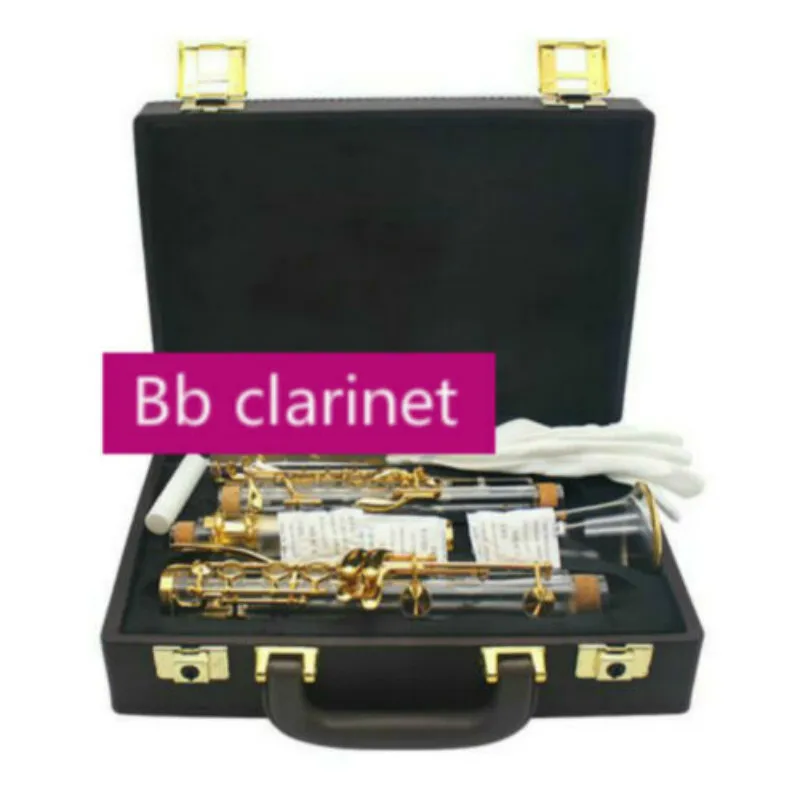 Акриловый прозрачный кларнет в B без каблука позолоченные Ключи.|Кларнет| |