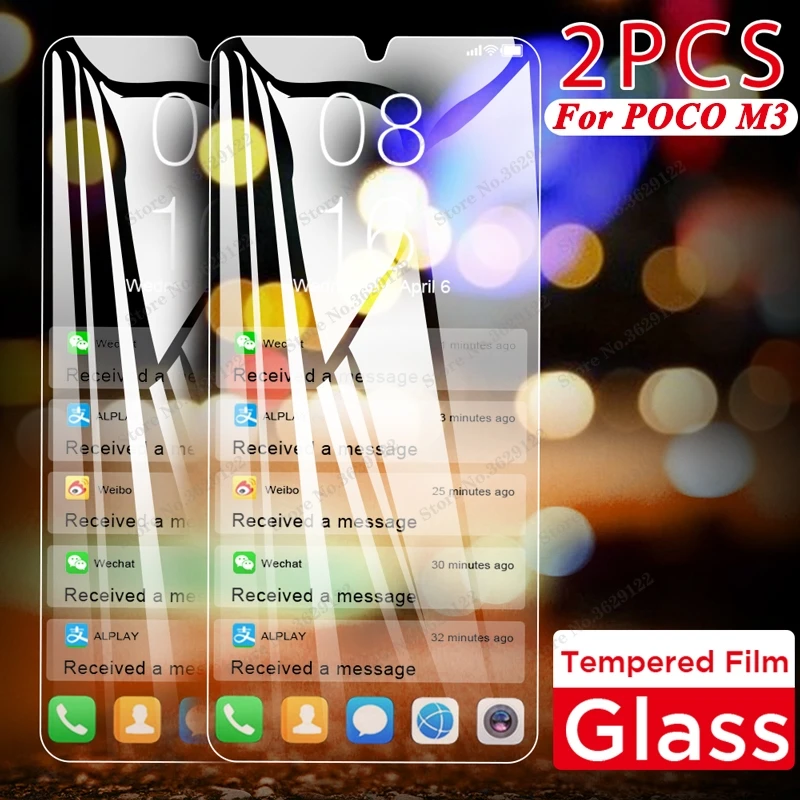 

Glass for xiaomi poco m3 x3 glass 1/2Pcs protective glass For Xiaomi POCO C3 M3 glass On Mi 10T Lite Pro screen protector Film