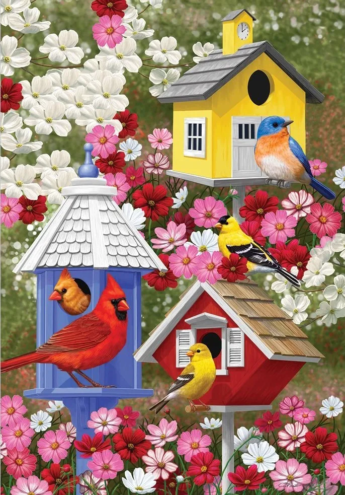 

JMINE Div 5D flower Birdhouse bird Full Diamond Painting cross stitch kits art High Quality Scenic 3D paint by diamonds