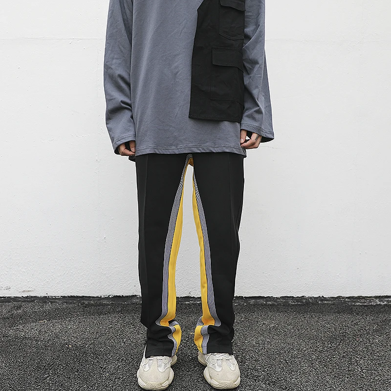 Брюки мужские прямые на молнии Модные свободные повседневные штаны с