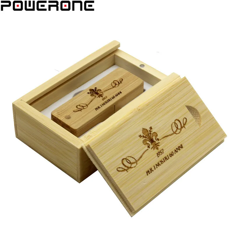 POWERONE (Бесплатный Пользовательский логотип) Деревянный usb + коробка USB флэш