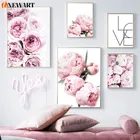 Скандинавская розовая фотография, Картина на холсте для гостиной, настенный плакат, печать, цветочное украшение, картина для домашнего декора, искусство