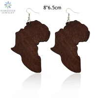 somesoor laser engraving african map design wooden drop earrings afro ethnic black geometric dangle jewelry for women gift