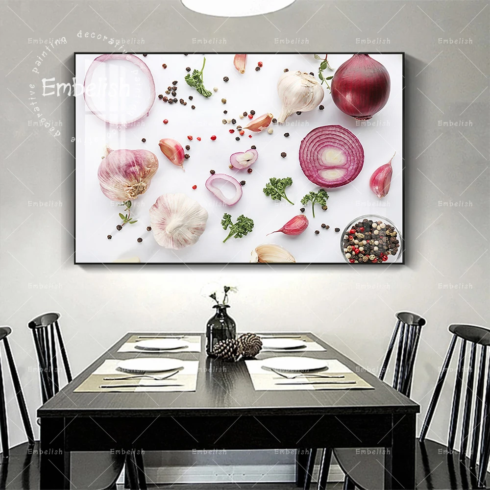 

Grains Herbs Onion And Peppers Modern Artworks For Dinning Living Room Home Decor Posters Kitchen Restaurant HD Canvas Paintings