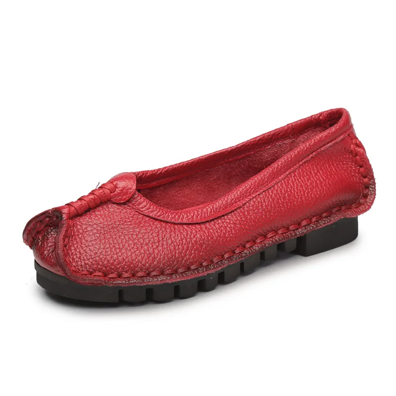 

Round Toe Shoes Woman Flats Female Moccasin Casual Sneaker Dress Genuine Leather Retro Microfiber Basic Rubber Lace-Up Leisure F