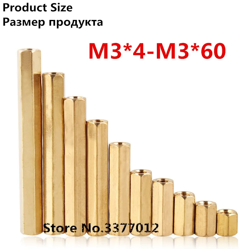 10 шт./лот медные столбы двойной шестигранный Медный столб M3 * 4 60 изолирующий полый