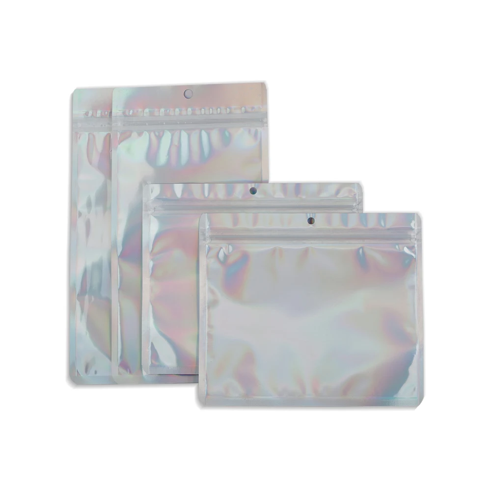 

50 шт., прозрачные пластиковые пакеты с голограммой на молнии