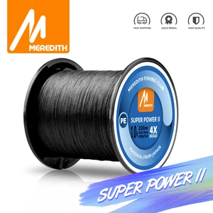 MEREDITH SUPER POWER II многоцветная плетеная полиэтиленовая рыболовная леска 100 м, 300 м, 500 м, 4 нити, многонитевая гладкая рыболовная леска 15-80lb