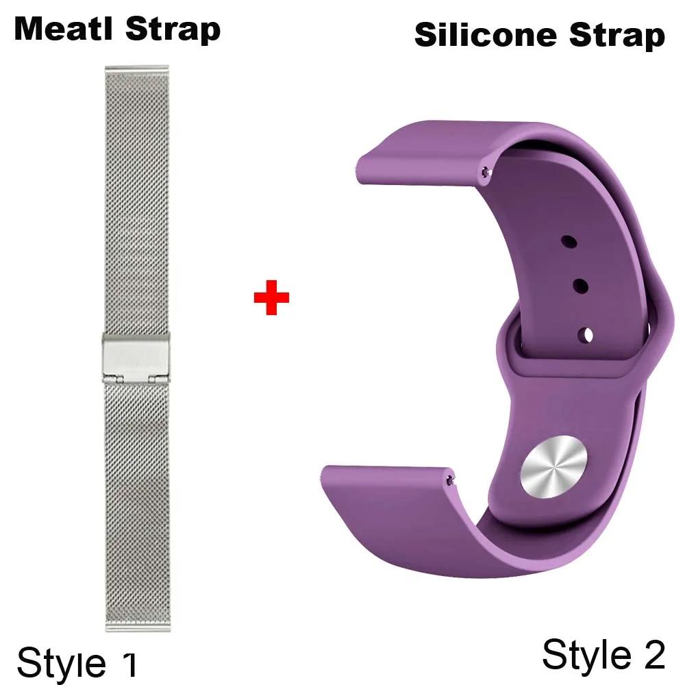 Silver-Purple 22 мм браслет ремешок для Xiaomi Huami Amazfit GTR 47 мм Pace Stratos 2 часы ремешок для samsung gear S3 Galaxy 46 мм Correa браслет - Цвет: Silver-Purple