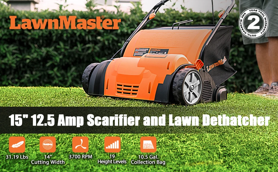 

LawnMaster GV1314 Scarifier and Lawn Dethatcher 15-Inch 12.5AMP