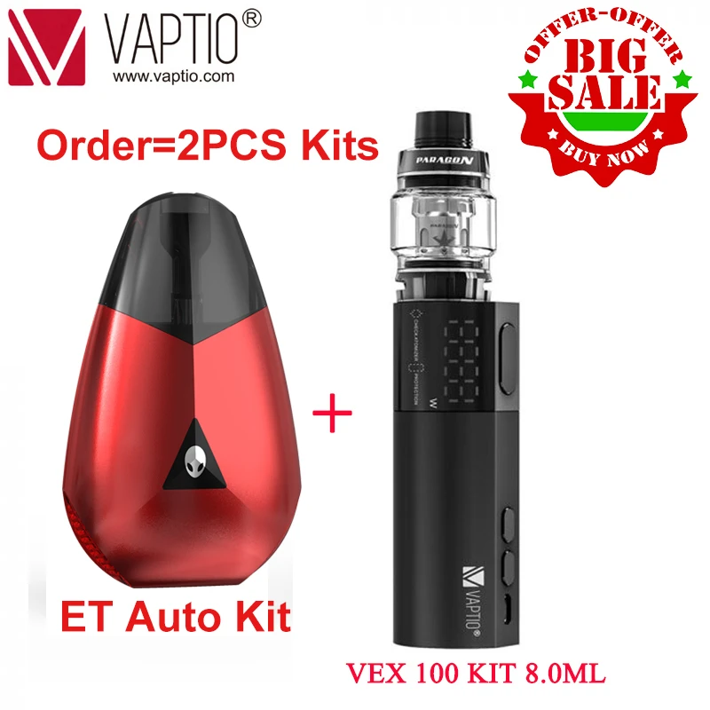 Электронная сигарета Vaptio VEX100 kit vaper 100 Вт 8 0 мл бак капсулы 21700/18650 Ом сетчатые катушки подходит для батареи