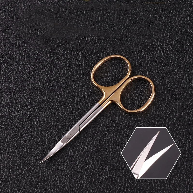 Ножницы с золотой ручкой для открытия век прямые колени Хирургический