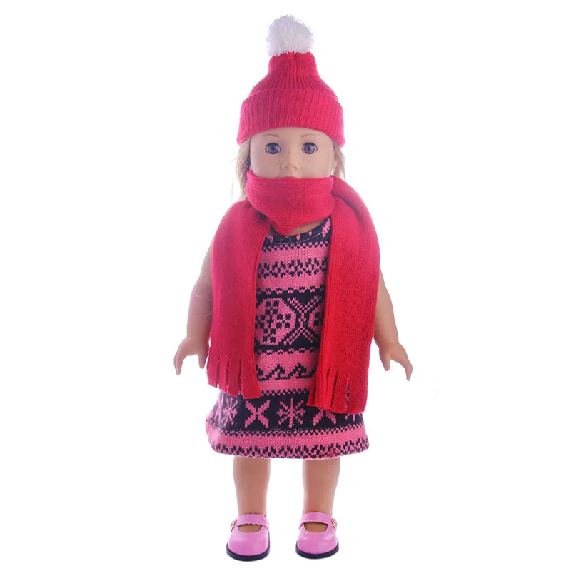 Красная и розовая шапка шарф из двух частей Модная вязаная вручную американская