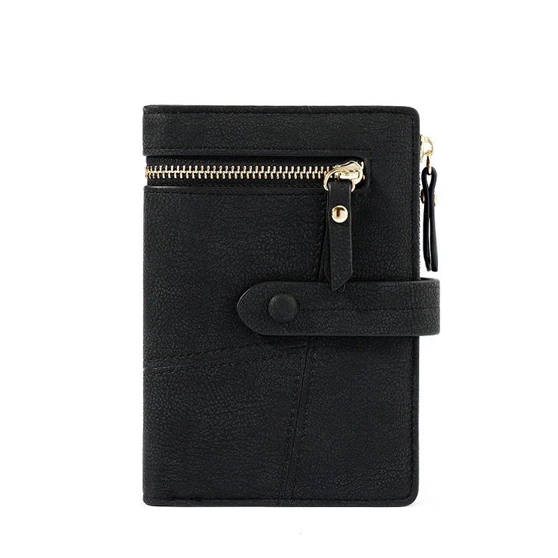 

New Multi-Function Women Short Wallets Business ID Card Holder Case Unisex PU Leather Coin Purse Female Vintage Wallet