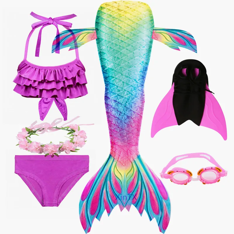 2019 Kids Swimmable Mermaid Tail with Monofin Flipper Bathing Swimsuit for Girls Cosplay Costume | Тематическая одежда и