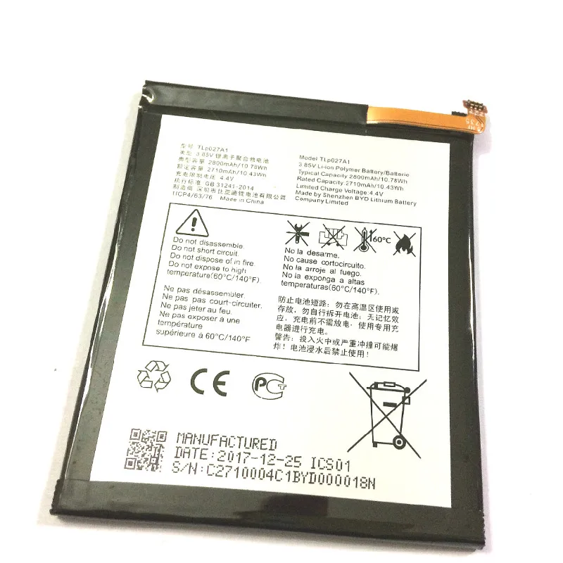 

Westrock High Quality 2710mAh Battery TLp027A1 for Alcatel Idol Cell Phone