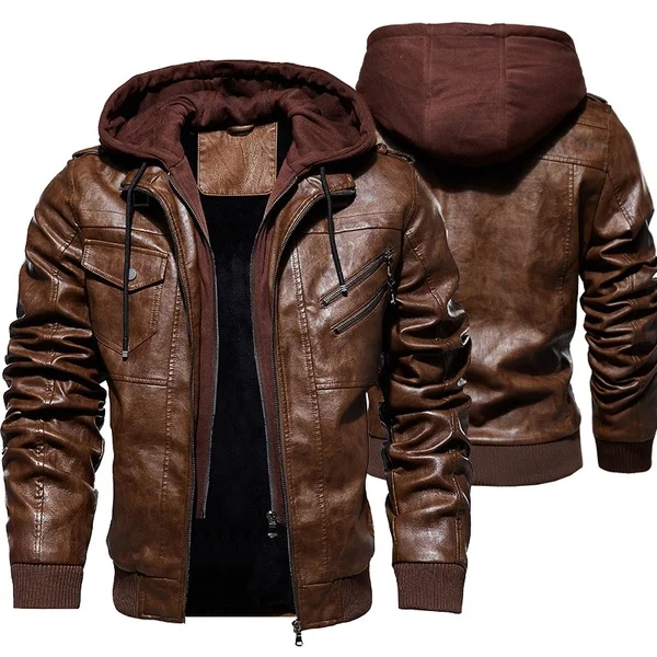 Мужские кожаные куртки зимние высококачественные мотоциклетные мужские пальто