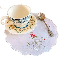 pastoral lace cotton embroidery placemat cup coaster mug kitchen christmas table place mat cloth wedding doily pad accessory