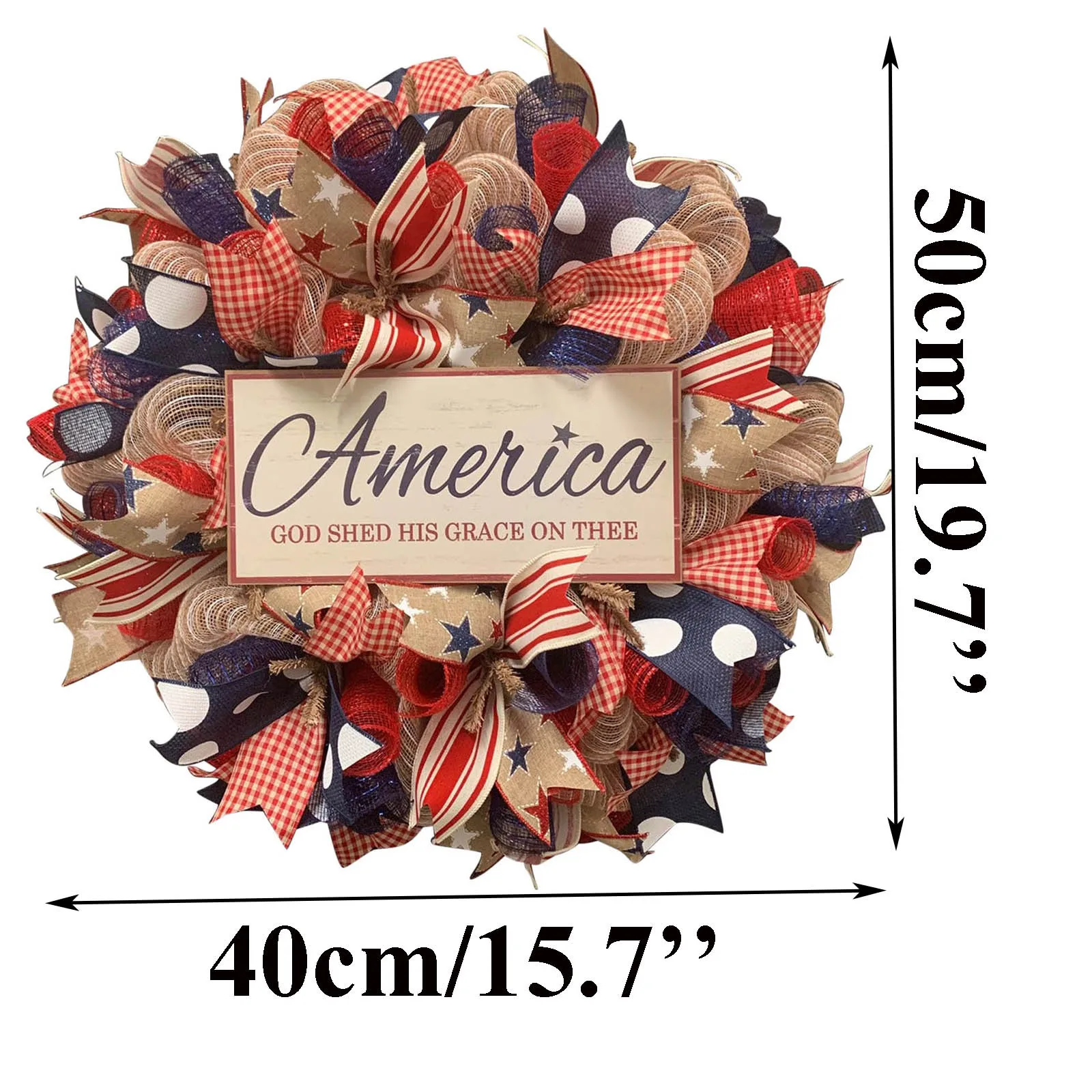 

DIY Patriotic Wreath American Independence Day Wreath Porch Decoration Front Door Outdoor Hanging Garland Wreath Decor J30