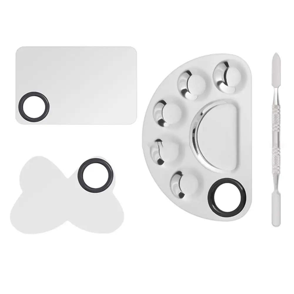 

Палитра для макияжа из нержавеющей стали 5-well косметическая Палитра с шпателем инструмент для дизайна ногтей тени для век макияж Пигмент см...